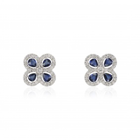 White Gold Sapphire and Diamond Earrings